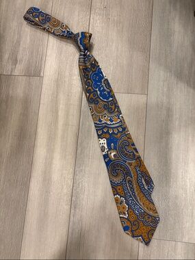 Suitsupply Blue and Orange Paisley Silk Tie